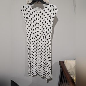 NWT LOFT White Midi Dress with Black Polka Dots Size 0